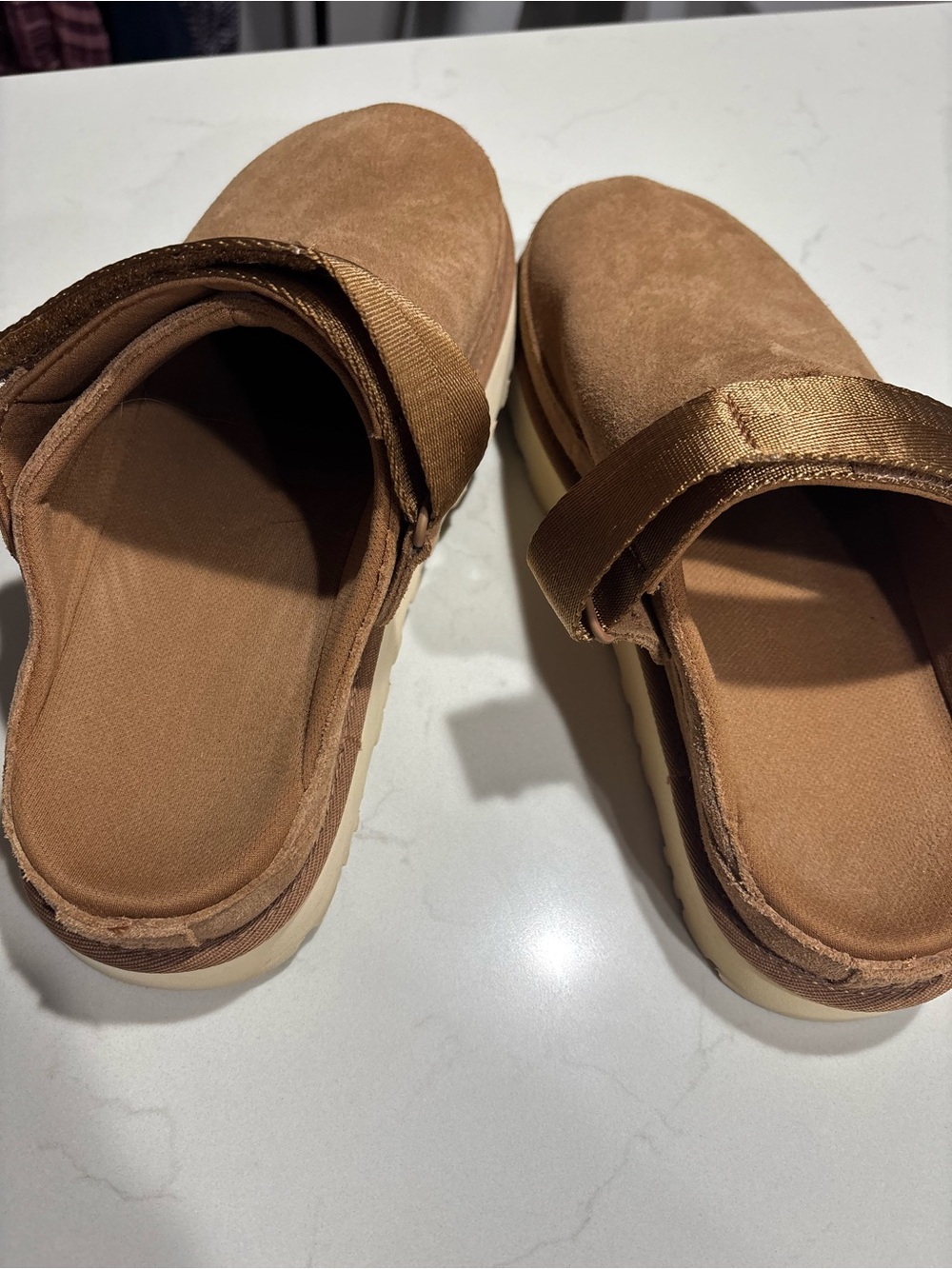 UGG Women's Tan Suede Slip-On Clog Mules